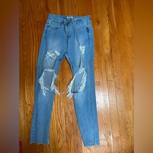 Distressed Blue Jeans